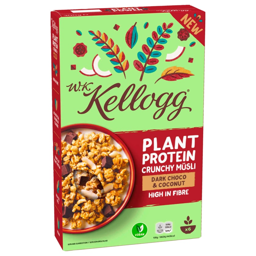 W.K. Kellog Plant Protein Crunchy Müsli Dark Choco & Coconut 300g